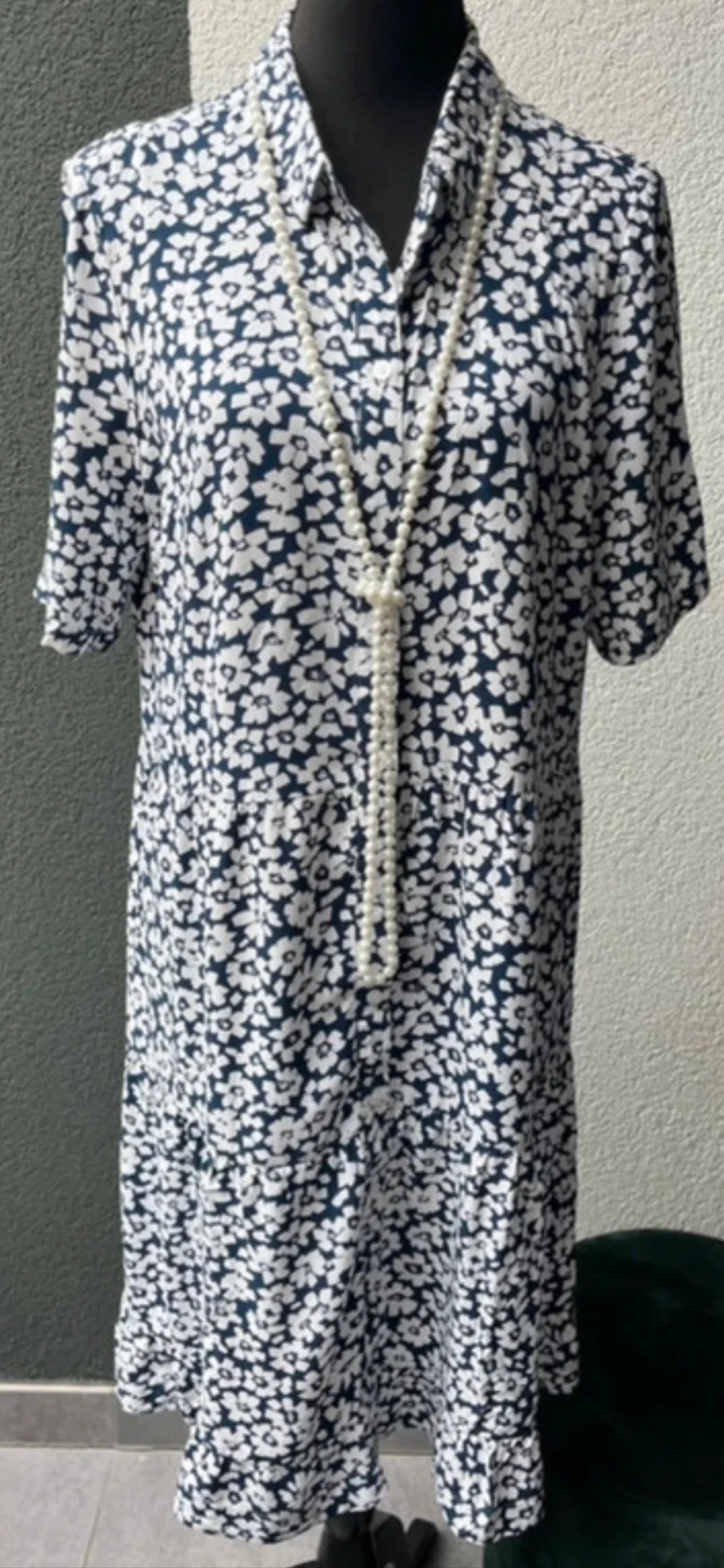πΊ ππ | C.C. Luke zomerjurk donkerblauw wit bloemenprint maat 42/44 XL XXL | robe femme | fleurie | bleu marine | lΓ©gΓ¨re